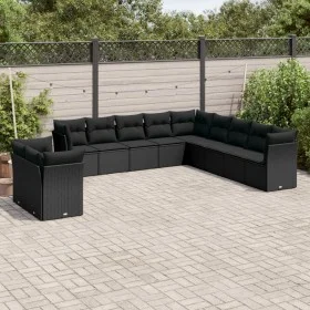 Set de sofás de jardín 11 pzas y cojines ratán sintético negro by , Garden sets - Ref: Foro24-3249714, Price: 707,80 €, Disco...