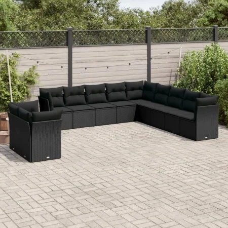 Set de sofás de jardín 11 pzas y cojines ratán sintético negro by , Garden sets - Ref: Foro24-3249714, Price: 707,80 €, Disco...