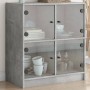 Armario auxiliar puertas de vidrio gris hormigón 68x37x75,5 cm by , Sideboards - Ref: Foro24-836381, Price: 76,24 €, Discount: %