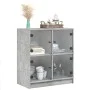 Armario auxiliar puertas de vidrio gris hormigón 68x37x75,5 cm by , Sideboards - Ref: Foro24-836381, Price: 75,20 €, Discount: %