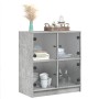Armario auxiliar puertas de vidrio gris hormigón 68x37x75,5 cm by , Sideboards - Ref: Foro24-836381, Price: 76,24 €, Discount: %