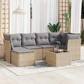 Set sofás de jardín 7 piezas y cojines ratán sintético beige by , Garden sets - Ref: Foro24-3217959, Price: 409,38 €, Discoun...