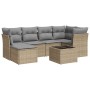 Gartensofagarnitur 7-teilig mit Kissen aus synthetischem Rattan in Beige. von , Gartensets - Ref: Foro24-3217959, Preis: 404,...