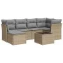 Gartensofagarnitur 7-teilig mit Kissen aus synthetischem Rattan in Beige. von , Gartensets - Ref: Foro24-3217959, Preis: 412,...