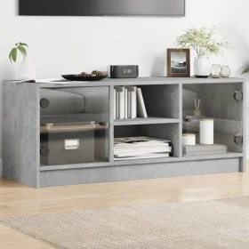 TV-Möbel mit grauen Glastüren aus Beton 102x37x42 cm von , TV-Möbel - Ref: Foro24-836374, Preis: 63,17 €, Rabatt: %