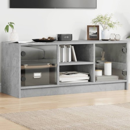TV-Möbel mit grauen Glastüren aus Beton 102x37x42 cm von , TV-Möbel - Ref: Foro24-836374, Preis: 63,94 €, Rabatt: %