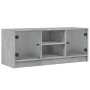 Mueble de TV con puertas de vidrio gris hormigón 102x37x42 cm de , Muebles TV - Ref: Foro24-836374, Precio: 63,94 €, Descuent...