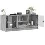 Mueble de TV con puertas de vidrio gris hormigón 102x37x42 cm by , TV Furniture - Ref: Foro24-836374, Price: 63,08 €, Discoun...