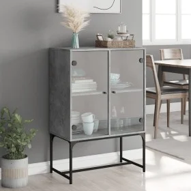 Nebenschrank mit grauen Glastüren und Betonoptik, 69x37x100 cm. von , Sideboards - Ref: Foro24-836549, Preis: 71,72 €, Rabatt: %