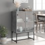 Armario auxiliar puertas de vidrio gris hormigón 69x37x100 cm by , Sideboards - Ref: Foro24-836549, Price: 72,59 €, Discount: %