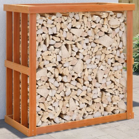 Außenholzständer aus braunem Kiefernholz mit Wachsbeschichtung, 109x52x106 cm. von , Brennholztaschen und -halter - Ref: Foro...