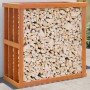 Außenholzständer aus braunem Kiefernholz mit Wachsbeschichtung, 109x52x106 cm. von , Brennholztaschen und -halter - Ref: Foro...
