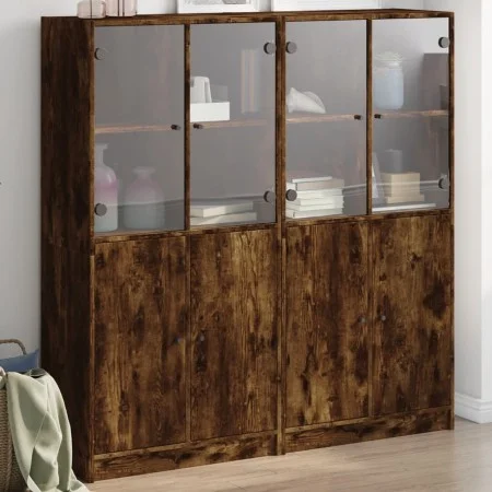 Regal aus geräuchertem Eichenholz mit Türen, 136x37x142 cm. von , Sideboards - Ref: Foro24-3206528, Preis: 264,43 €, Rabatt: %