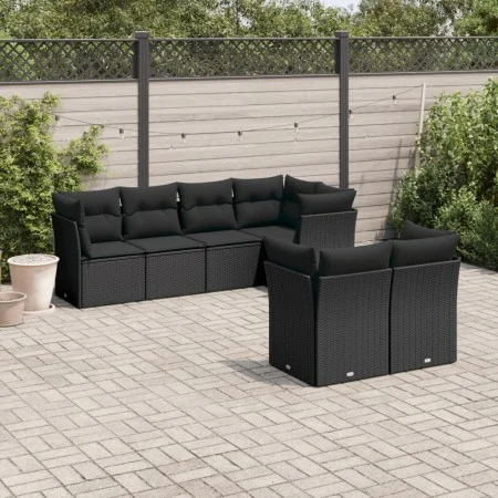 Garten-Essgruppe 7-teilig mit schwarzen Polstern aus synthetischem Rattan von , Gartensets - Ref: Foro24-3217895, Preis: 489,...