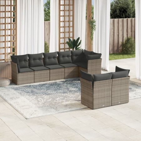 Gartensofagarnitur 8-teilig mit grauen Polstern aus synthetischem Rattan von , Gartensets - Ref: Foro24-3217910, Preis: 489,0...