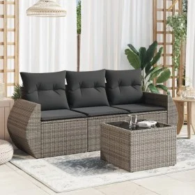 Gartensofagarnitur 4-teilig mit grauen Polstern aus synthetischem Rattan von , Gartensets - Ref: Foro24-3221069, Preis: 273,5...