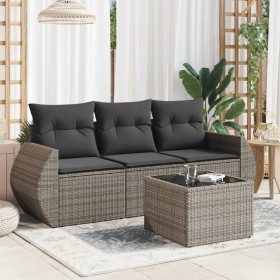 Set de sofás de jardín 4 pzas y cojines ratán sintético gris de , Conjuntos de jardín - Ref: Foro24-3221069, Precio: 273,47 €...