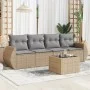 Juego de sofás jardín con cojines 5 pzas ratán sintético beige by , Garden sets - Ref: Foro24-3221088, Price: 332,45 €, Disco...