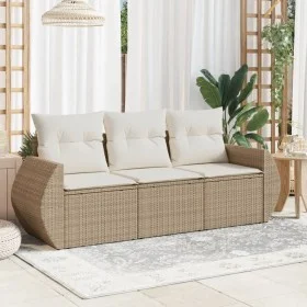 Juego de sofás de jardín con cojines beige 3 pzas ratán PE de , Conjuntos de jardín - Ref: Foro24-3221057, Precio: 281,60 €, ...