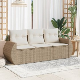 Juego de sofás de jardín con cojines beige 3 pzas ratán PE by , Garden sets - Ref: Foro24-3221057, Price: 248,59 €, Discount: %