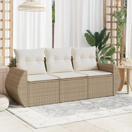 Gartensofagarnitur mit beigen Kissen, 3-teilig, aus PE-Rattan. von , Gartensets - Ref: Foro24-3221057, Preis: 281,60 €, Rabat...