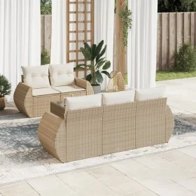 Gartensofa-Set mit 6-teiligen Kissen aus synthetischem Rattan in Beige. von , Gartensets - Ref: Foro24-3221097, Preis: 556,60...