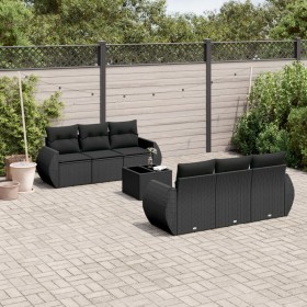 Set de comedor de jardín 7 pzas y cojines ratán sintético negro by , Garden sets - Ref: Foro24-3221104, Price: 479,64 €, Disc...