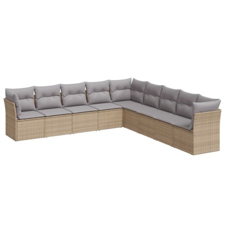 Gartensofa-Set, 9-teilig, mit Kissen, aus synthetischem Rattan in Beige. von , Gartensets - Ref: Foro24-3249618, Preis: 582,9...