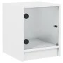 Mesita de noche con puerta de vidrio blanco 35x37x42 cm de , Mesitas de noche - Ref: Foro24-836343, Precio: 24,61 €, Descuent...