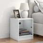 Mesita de noche con puerta de vidrio blanco 35x37x42 cm de , Mesitas de noche - Ref: Foro24-836343, Precio: 24,61 €, Descuent...