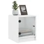 Mesita de noche con puerta de vidrio blanco 35x37x42 cm de , Mesitas de noche - Ref: Foro24-836343, Precio: 24,61 €, Descuent...