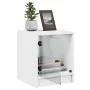 Mesita de noche con puerta de vidrio blanco 35x37x42 cm de , Mesitas de noche - Ref: Foro24-836343, Precio: 24,61 €, Descuent...