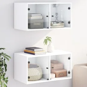 Wandschrank mit 2 Glastüren, weiß, 68,5x37x35 cm. von , Schließfächer und Lagerschränke - Ref: Foro24-836498, Preis: 79,73 €,...