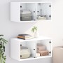 Mueble pared con puertas de vidrio 2 uds blanco 68,5x37x35 cm by , Lockers and storage cabinets - Ref: Foro24-836498, Price: ...