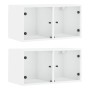 Mueble pared con puertas de vidrio 2 uds blanco 68,5x37x35 cm by , Lockers and storage cabinets - Ref: Foro24-836498, Price: ...