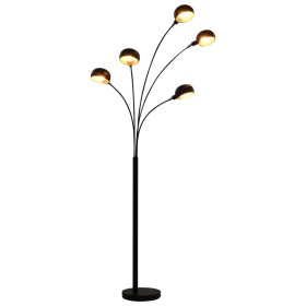 Lámpara de pie negro y dorado 5 x E14 200 cm