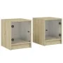Mesitas noche con puertas vidrio 2 uds roble Sonoma 35x37x42 cm by , Nightstands - Ref: Foro24-836348, Price: 39,86 €, Discou...