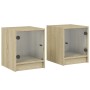 Zwei Nachttische mit Glastüren in Sonoma-Eiche, 35x37x42 cm. von , Nachttische - Ref: Foro24-836348, Preis: 47,36 €, Rabatt: %
