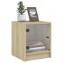 Mesitas noche con puertas vidrio 2 uds roble Sonoma 35x37x42 cm by , Nightstands - Ref: Foro24-836348, Price: 39,86 €, Discou...