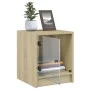 Mesitas noche con puertas vidrio 2 uds roble Sonoma 35x37x42 cm by , Nightstands - Ref: Foro24-836348, Price: 39,86 €, Discou...