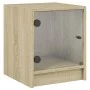 Mesitas noche con puertas vidrio 2 uds roble Sonoma 35x37x42 cm by , Nightstands - Ref: Foro24-836348, Price: 39,86 €, Discou...