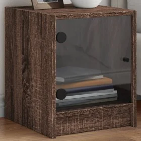 Nachttisch mit Glastür in brauner Eiche 35x37x42 cm. von , Nachttische - Ref: Foro24-836355, Preis: 24,78 €, Rabatt: %