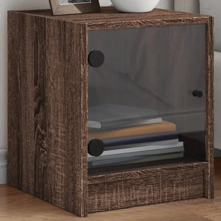 Nachttisch mit Glastür in brauner Eiche 35x37x42 cm. von , Nachttische - Ref: Foro24-836355, Preis: 24,78 €, Rabatt: %