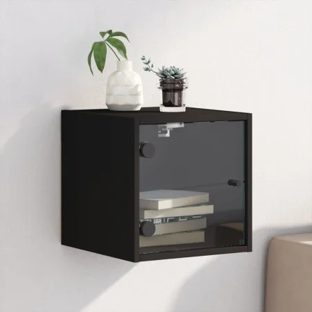 Nachttisch mit schwarzer Glastür 35x37x35 cm von , Nachttische - Ref: Foro24-836464, Preis: 32,46 €, Rabatt: %