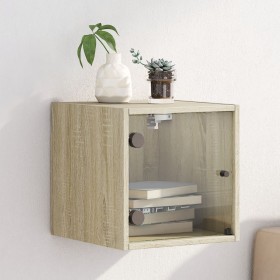 Nachttisch mit Glastür in Eiche Sonoma 35x37x35 cm von , Nachttische - Ref: Foro24-836466, Preis: 35,09 €, Rabatt: %