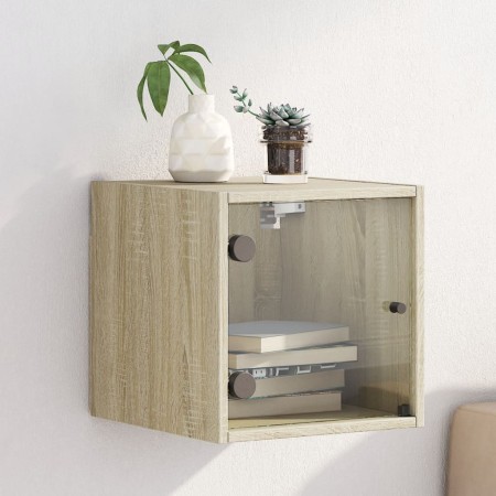 Nachttisch mit Glastür in Eiche Sonoma 35x37x35 cm von , Nachttische - Ref: Foro24-836466, Preis: 35,09 €, Rabatt: %