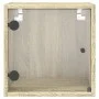 Mesita de noche con puerta de vidrio roble Sonoma 35x37x35 cm de , Mesitas de noche - Ref: Foro24-836466, Precio: 34,59 €, De...