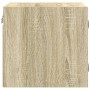 Mesita de noche con puerta de vidrio roble Sonoma 35x37x35 cm de , Mesitas de noche - Ref: Foro24-836466, Precio: 36,19 €, De...