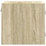 Mesita de noche con puerta de vidrio roble Sonoma 35x37x35 cm de , Mesitas de noche - Ref: Foro24-836466, Precio: 34,59 €, De...