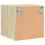 Mesita de noche con puerta de vidrio roble Sonoma 35x37x35 cm de , Mesitas de noche - Ref: Foro24-836466, Precio: 34,59 €, De...